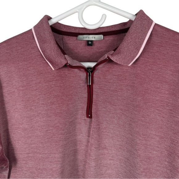 Codice Raspberry Mercerized Cotton Zip Polo, Size 54 - Picture 3 of 10